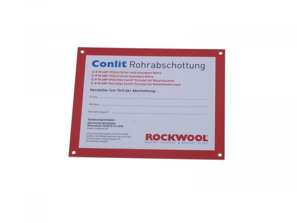 Kennzeichnungsschild Conlit® Rohrabschottung R90