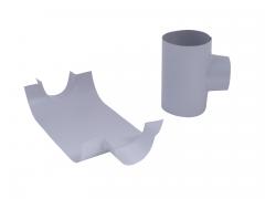 PVC-Abzweig 90 ° 88x82 mm, 28x30 auf 22x30, hellgrau, EKAFOL